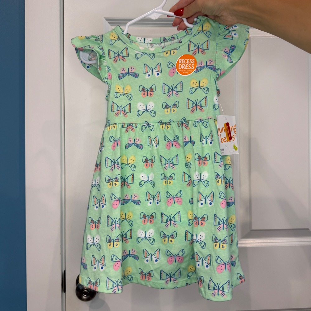 Jumping Beans Girls Butterfly Print Recess Dress w/ Diaper Cover Size 18 Months